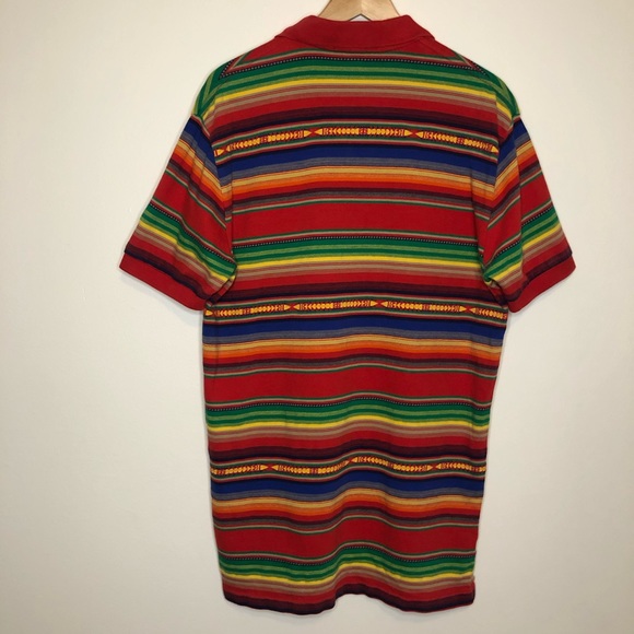 Ralph Lauren Polo Aztec Striped Polo Top Medium - Picture 5 of 6
